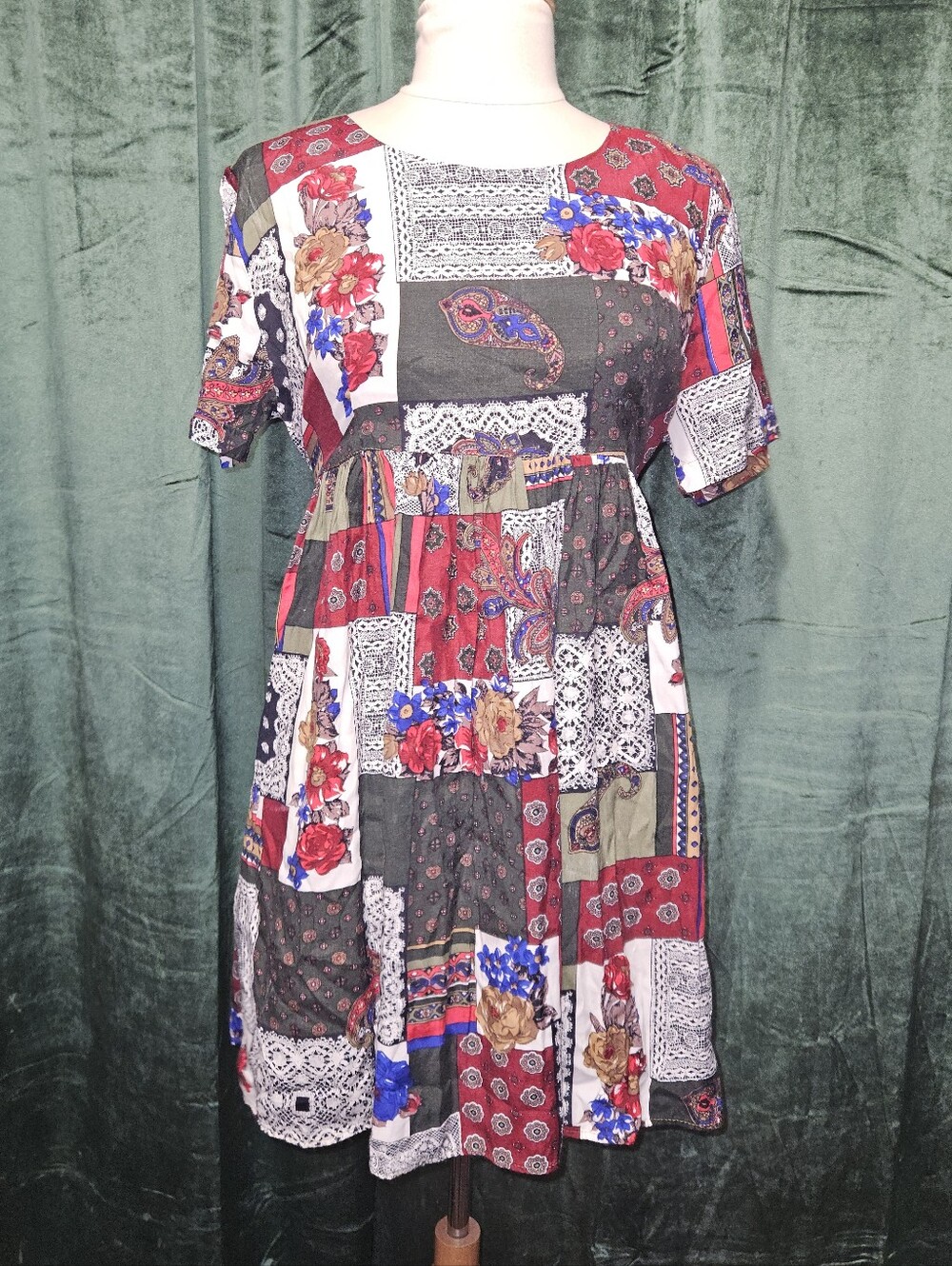 Vintage Printed Patchwork Handmade Dress